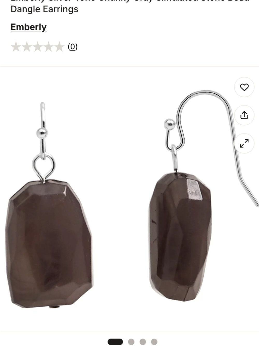 Smoky Gray Faceted Stone Dangle Earrings
